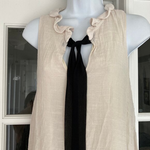 Jella C Cream Sleeveless Dress with Black Sash Medium - Picture 6 of 12